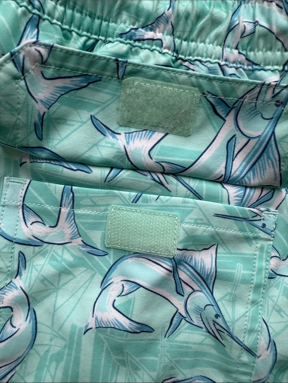 Vineyard Vines Kids Aqua Blue Marlin Swim Trunks